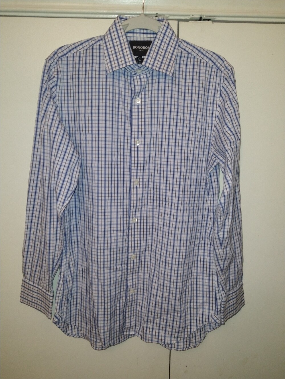 Bonobos Stretch Slim Fit Plaid Long Sleeve Button Up Shirt Men's sz 15.5-34.